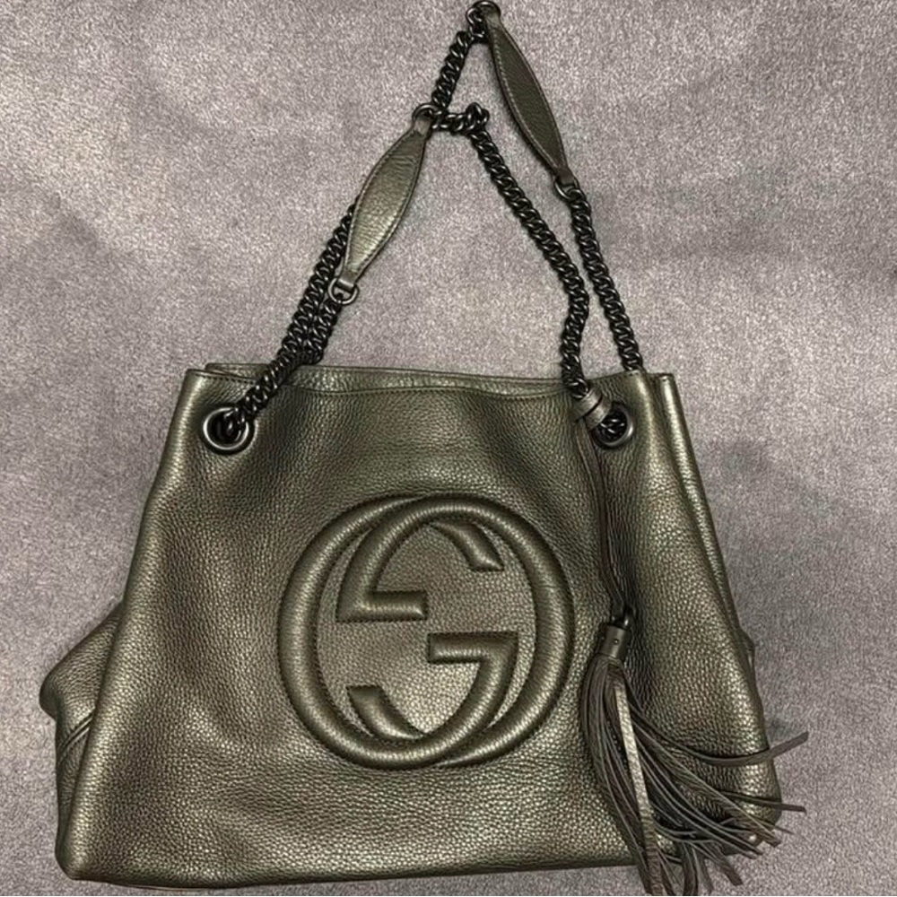 Gucci Dark Gray Leather Shoulder Bag